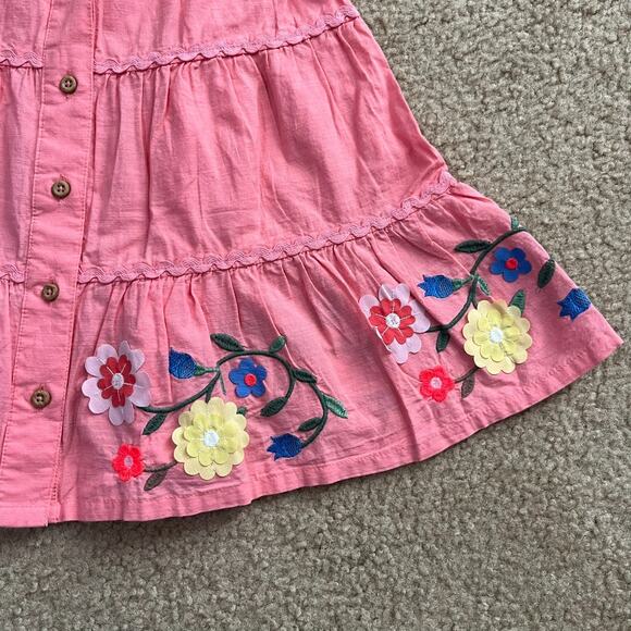 Mini Boden Girls Pink Tiered Skirt Floral Embroidered Size 6-7Y - Picture 2 of 6
